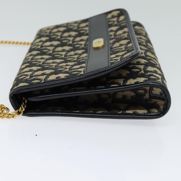 DIOR Trotter Canvas Chain Shoulder Bag Navy Gold - Picture 4 of 12